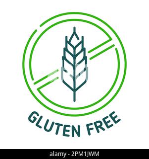 Gluten free icon, sign of grain wheat for food stamp, vector symbol. Cereal gluten product allergy and intolerance label for healthy gluten free bread Stock Vector