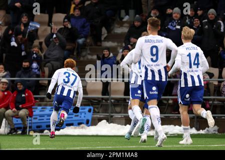 Helsinki, Finland. 5th Apr, 2023. Atomu Tanaka celebrates goal for HJK, April 5, 2023 - Football/Soccer : 2023 Veikkausliiga match between HJK Helsinki - FC Honka at Bolt Arena in Helsinki, Finland. Credit: Juha Tamminen/AFLO/Alamy Live News Stock Photo