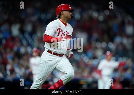 Philadelphia Phillies' Cristian Pache plays during the third inning of a  baseball game, Tuesday, April 11, 2023, in Philadelphia. (AP Photo/Matt  Rourke Stock Photo - Alamy