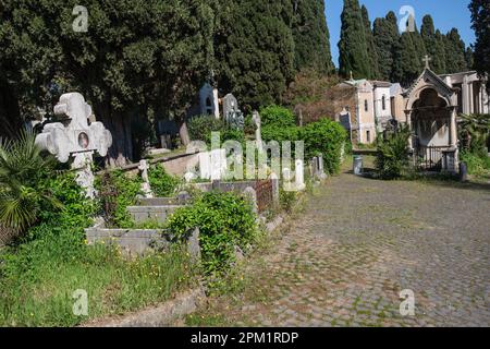 Rome, Italy. 10th Apr, 2023. Various Graves in the monumental cemetery of Verano in Rome. Popularly known as 'Summer Cemetery', is a cemetery in Rome. It owes the name 'Verano' to the ancient field of the Verani, dating from the times of the Roman Republic, built during the Napoleonic era of 1805. Credit: SOPA Images Limited/Alamy Live News Stock Photo