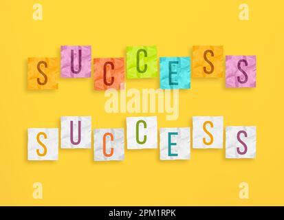 Success word on colored nopte paper stickers Stock Photo