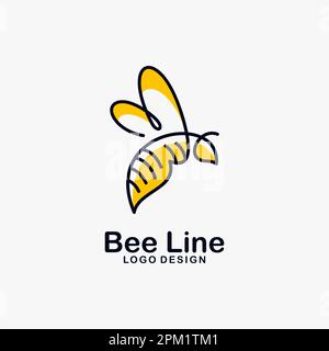 Bee line art logo design Stock Vector