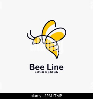 Bee line art logo design Stock Vector