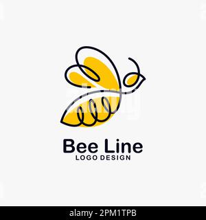 Bee line art logo design Stock Vector