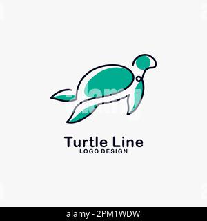 Turtle line art logo design Stock Vector