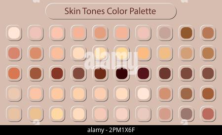 Set Of Skin Tones Color Palette Catalog Sample Isolated In Groups For Ui Design, Fashion, Interior And Website Designing. Vector Graphics Stock Vector