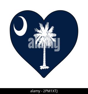 South Carolina Heart Shape Flag. Love South Carolina. Visit South Carolina. Northern America. America. Vector Illustration Graphic Design. Stock Vector