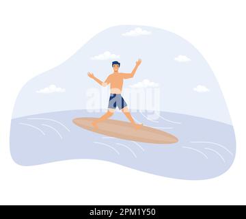 Water sport concept, Water skiing, surfing and sailing, active ...