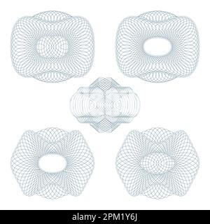Rosettes similar guilloche. Set on a white background. Stock Vector