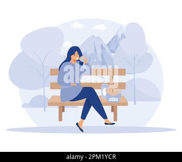 Addictive habits concept, Overeating, mindlessly scrolling, snacking non-stop, mental problem, sugar and junk food, diet and nutrition, flat vector mo Stock Vector