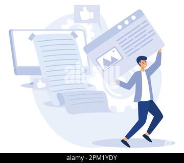 Company latest news concept, press web page, terms and dictionary, about us, landing page, get updates, promotion, flat vector modern illustration Stock Vector