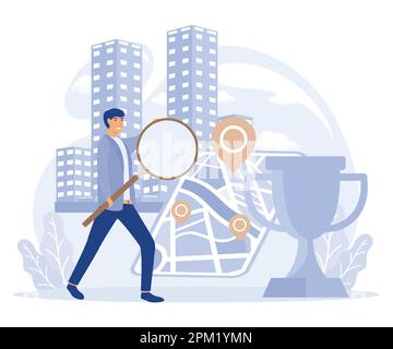 Sightseeing concept, Interactive city quest, city tour, smart destinations project, urban park, old town, taking photos, smart spot, flat vector moder Stock Vector