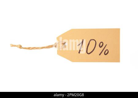Blank price tag isolated on white background. Top view Stock Photo