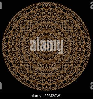 Gold mandala on a black background Stock Vector