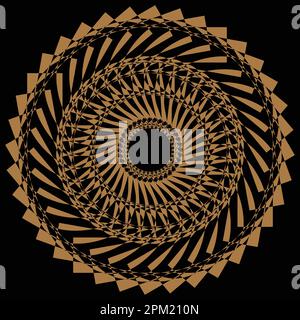 A gold spiral mandala with a black background Stock Vector