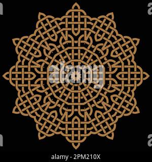 A gold mandala with a circle and a circle in the middle. Stock Vector