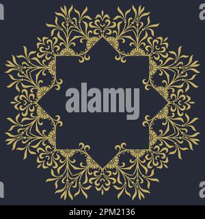 Gold mandala on a dark blue background Stock Vector