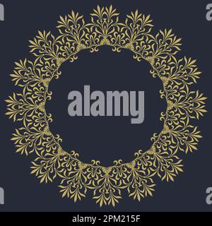 Gold Mandala on a black background Stock Vector