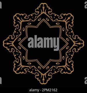 A gold frame with a floral pattern. Stock Vector