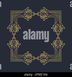 Gold border on a black background Stock Vector