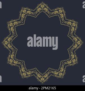 Gold frame with a pattern of the mandala. Stock Vector