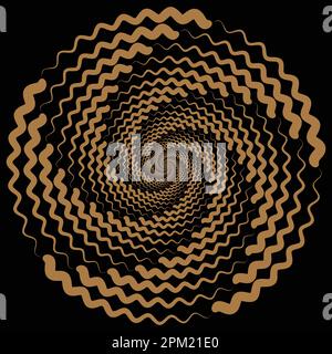A digital art illustration of a spiral with a spiral design in gold and black. Stock Vector