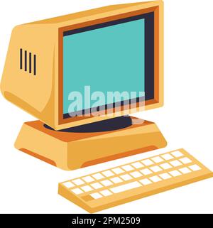 Computer screen with 90s retro software windows open on desktop. Vector ...