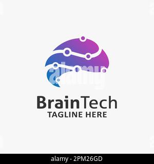 Brain tech logo design Stock Vector
