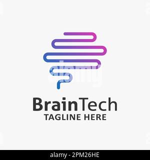 Brain tech logo design Stock Vector