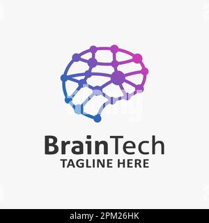 Brain tech logo design Stock Vector