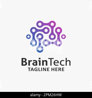 Brain tech logo design Stock Vector