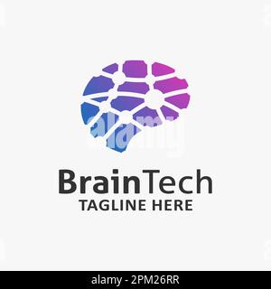 Brain tech logo design Stock Vector