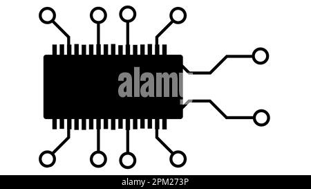 Microcircuit Simple Silhouette of simple schematic chip or component for microcircuits ...