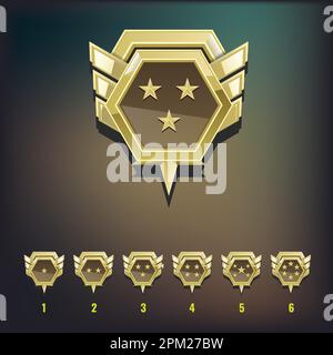 Game ranking badge or medal with stars Stock Vector