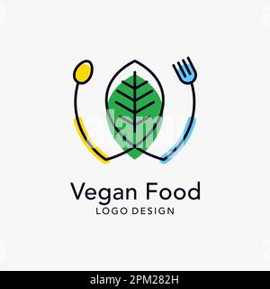 Vegan food logo design Stock Vector