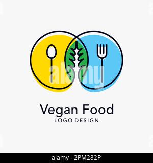 Vegan food logo design Stock Vector