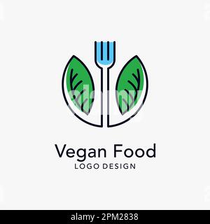 Vegan food logo design Stock Vector