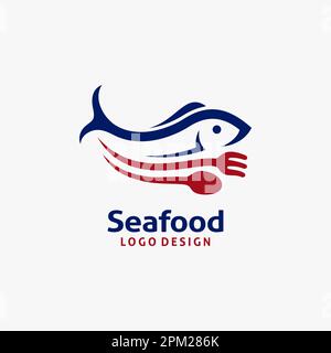 Seafood logo design Stock Vector