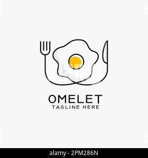 Omelet line art logo design Stock Vector