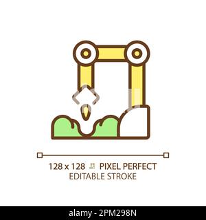 Planting robot green RGB color icon Stock Vector