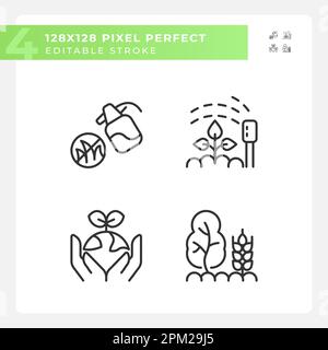 Gardening linear icons set Stock Vector