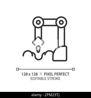 Planting robot linear icon Stock Vector