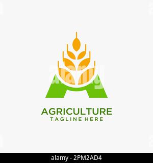 Letter A for agriculture logo design Stock Vector
