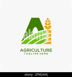 Letter A for agriculture logo design Stock Vector
