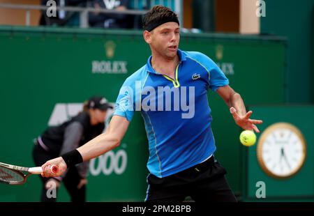 David Goffin of Belgium during day 2 of the Rolex Monte-Carlo Masters 2023,  an ATP Masters 1000 tennis event on April 10, 2023 at Monte-Carlo Country  Club in Roquebrune Cap Martin, France 