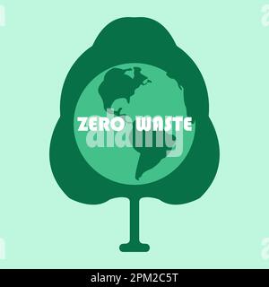 Zero waste infographic vector illustration. Green tree with the planet Stock Vector