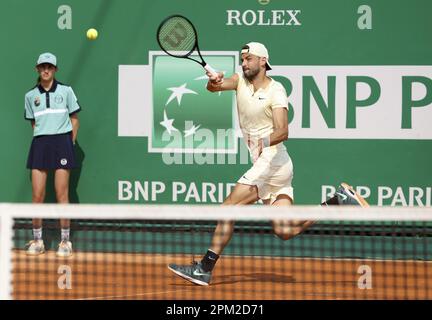 David Goffin of Belgium during day 2 of the Rolex Monte-Carlo Masters 2023,  an ATP Masters 1000 tennis event on April 10, 2023 at Monte-Carlo Country  Club in Roquebrune Cap Martin, France 