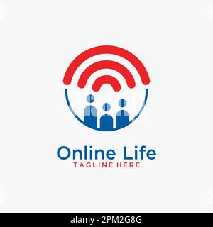 People and signal element for online life logo design Stock Vector
