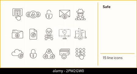 Safe line icons Stock Vector