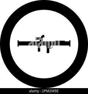 Store grenade launcher bazooka gun rocket system icon in circle round black color vector illustration image solid outline style simple Stock Vector